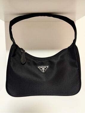 Prada Black Nylon Shoulder Hobo Bag